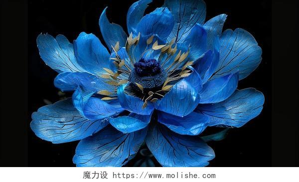 蓝色花朵点翠AI